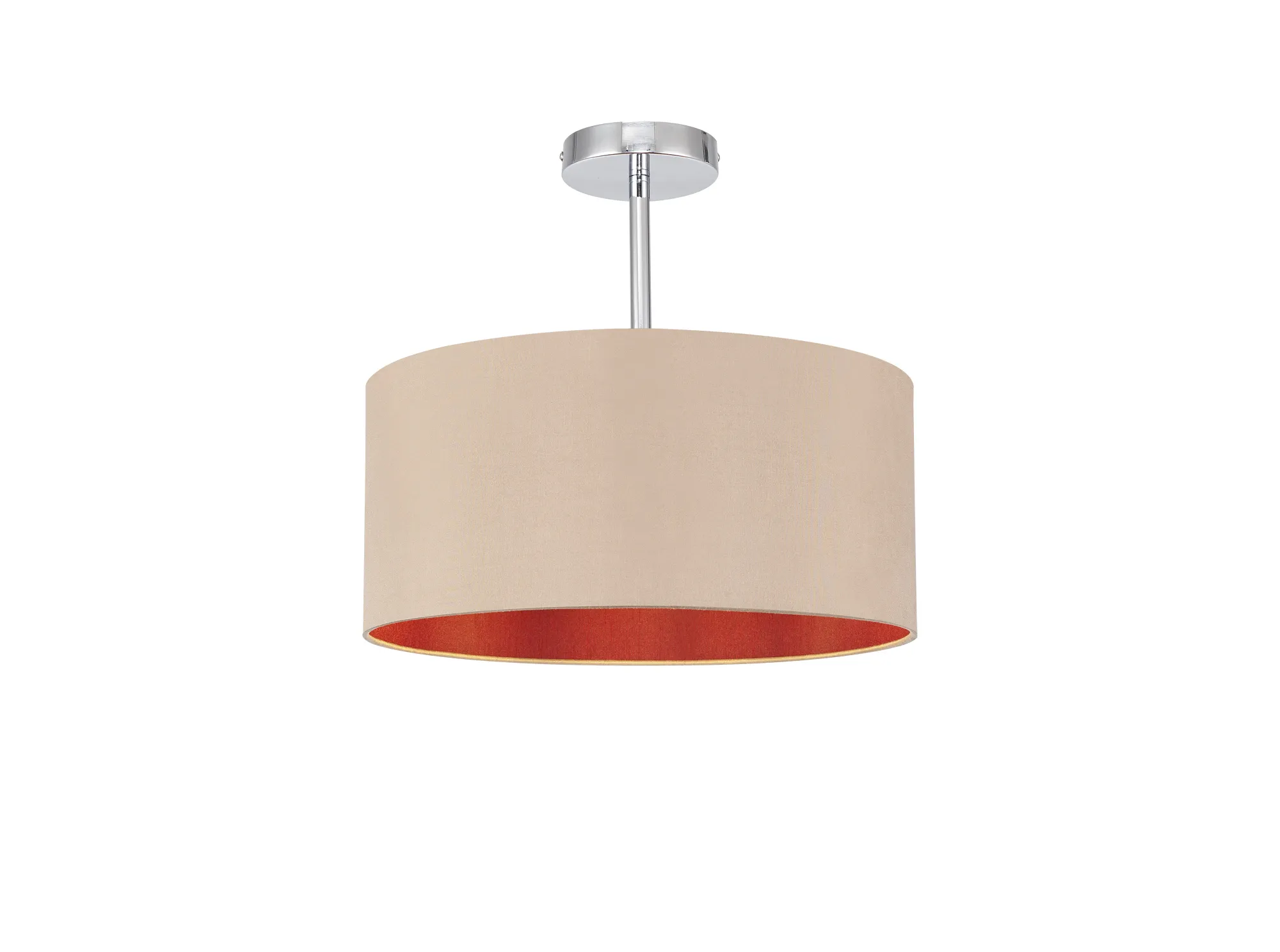 Baymont 40cm Semi Flush 1 Light Polished Chrome, Antique Gold/Ruby